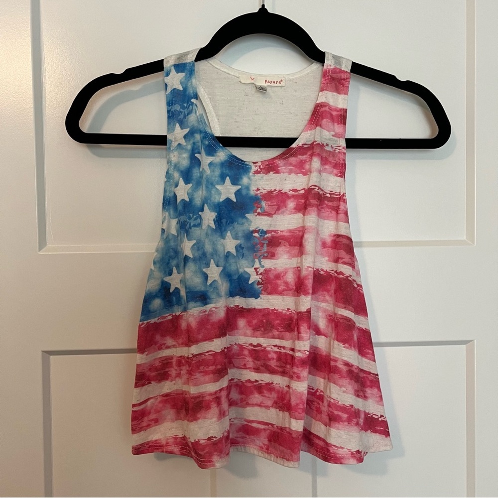 Papaya American Flag Crop Top
